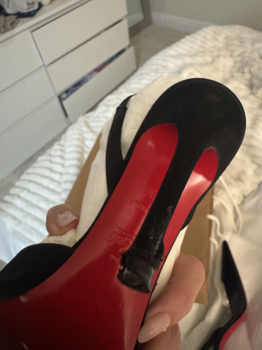 A red-soled heel after repair